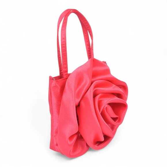 BNWT Brand New Flower Satin Top Handle Swing Bag Crossbody Clutch Bag - Picture 4 of 6